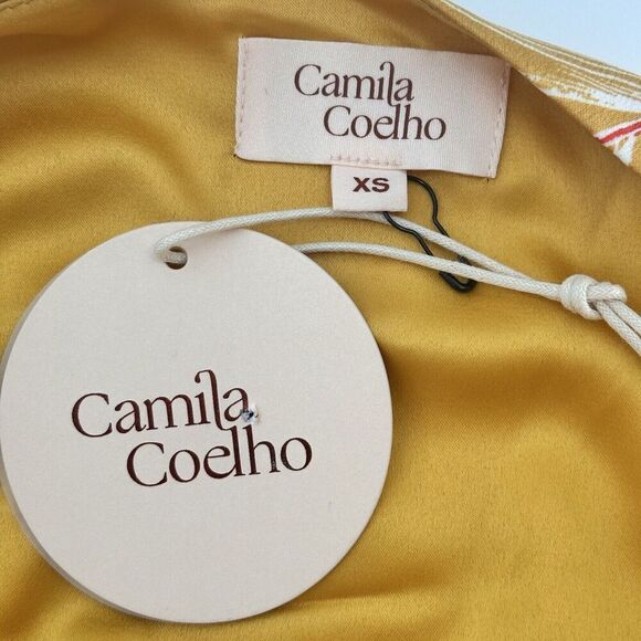 Camila Coelho Revolve Marcia Top Size Xsmall Long Sleeve Blouse Yellow $148 - Picture 11 of 13